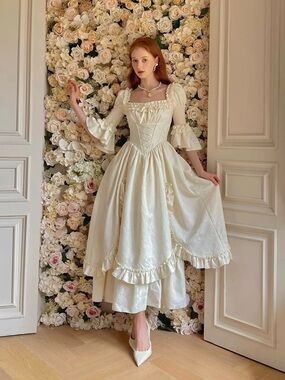 bloom in coral island corset dress Lacemade | Dresses | Lacemade L 90%Polyester 10%Cotton Features model: Anna Color:OFF WHITE/CAROLINA BLUE Christmas dresses What Colour Goes with